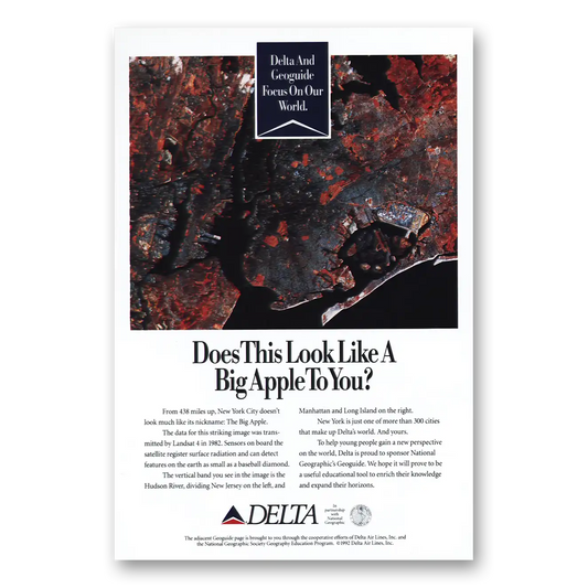 1992 Delta Air Lines Does This Look Like a Big Apple Vintage Magazine Print Ad