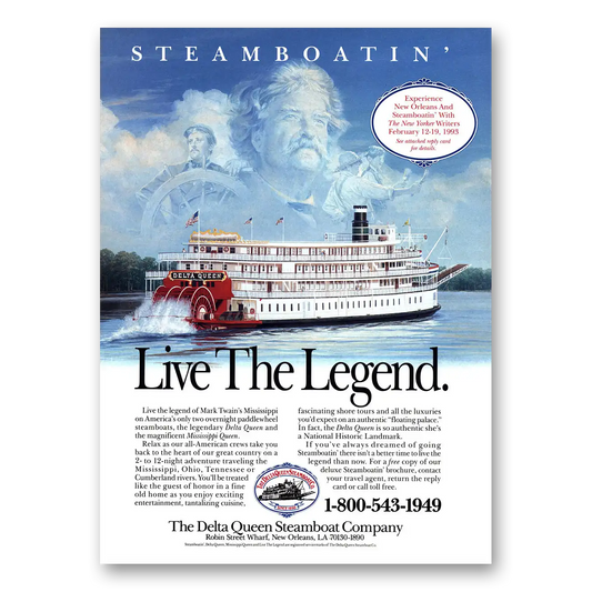 1992 Delta Queen Steamboat Live the Legend Vintage Magazine Print Ad