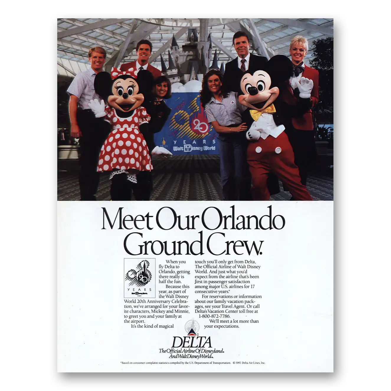 1992 Delta Air Lines Orlando Ground Crew Vintage Magazine Print Ad