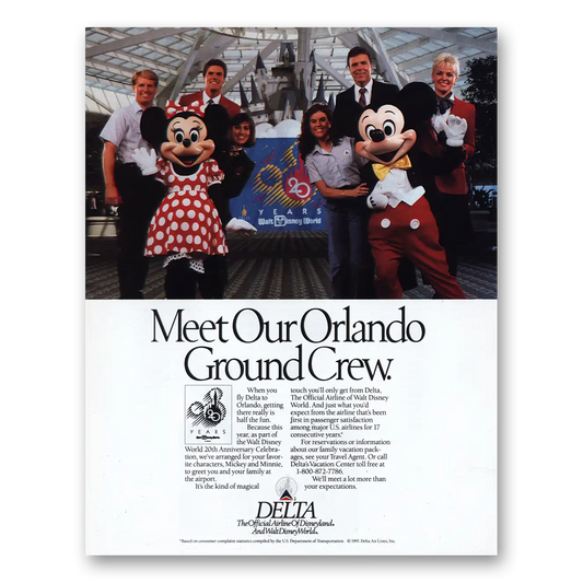 1992 Delta Air Lines Orlando Ground Crew Vintage Magazine Print Ad