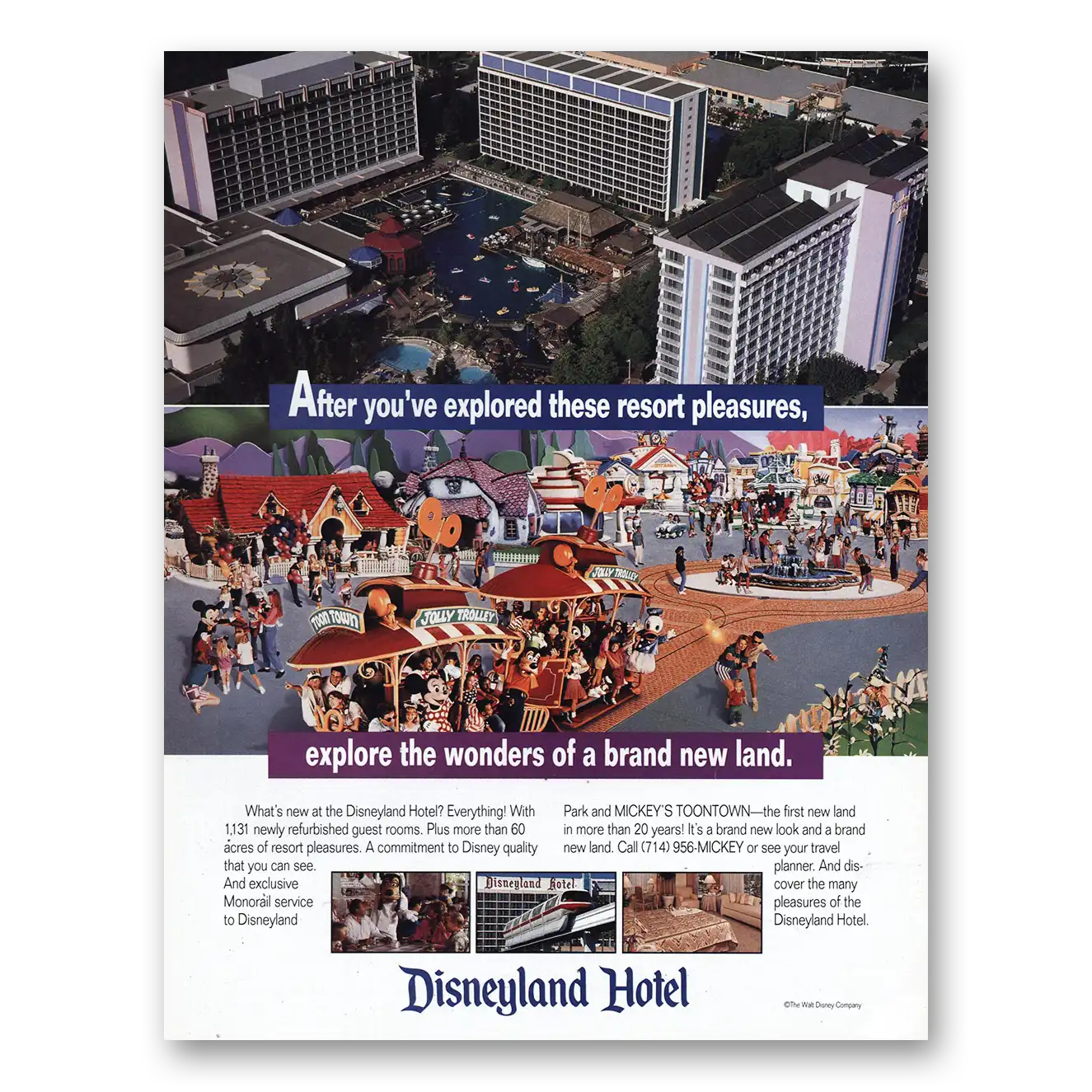 1992 Disneyland Hotel Explore Wonders Brand New Land Vintage Magazine Print Ad