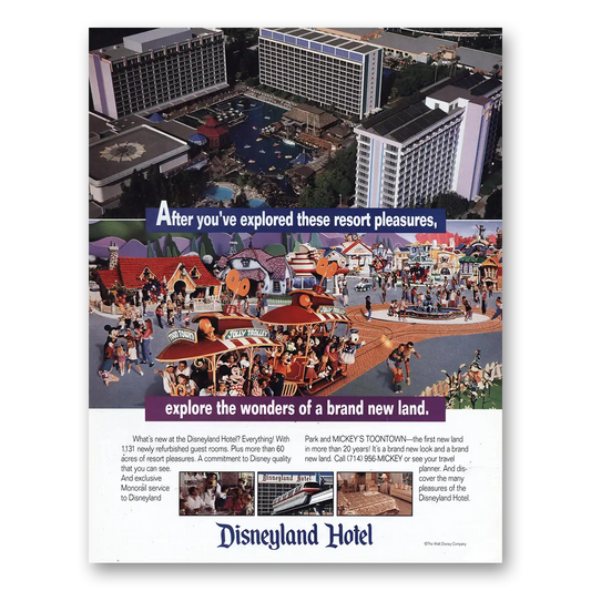 1992 Disneyland Hotel Explore Wonders Brand New Land Vintage Magazine Print Ad