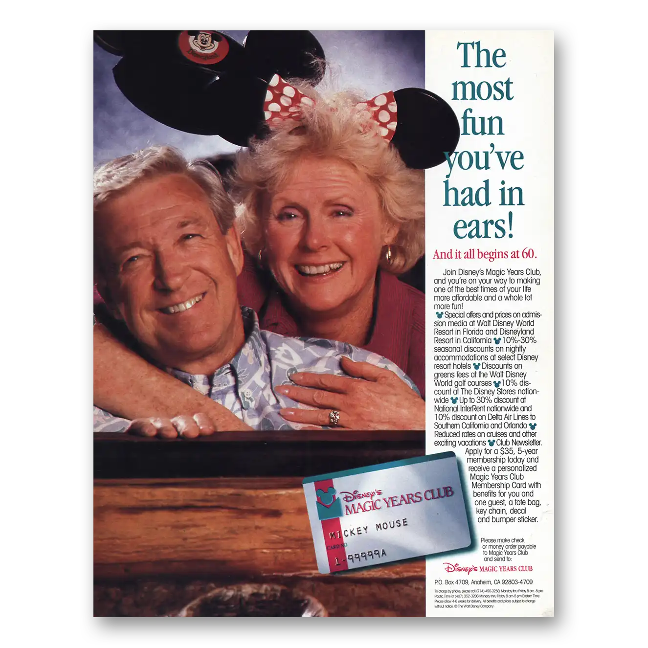 1992 Disneys Magic Years Club Most Fun You’ve Had In Ears Vintage Magazine Print Ad