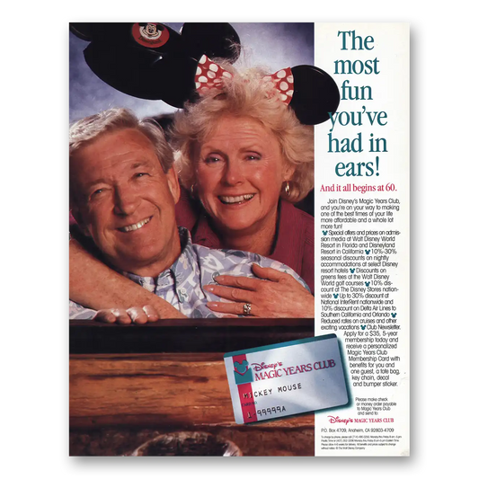 1992 Disneys Magic Years Club Most Fun You’ve Had In Ears Vintage Magazine Print Ad