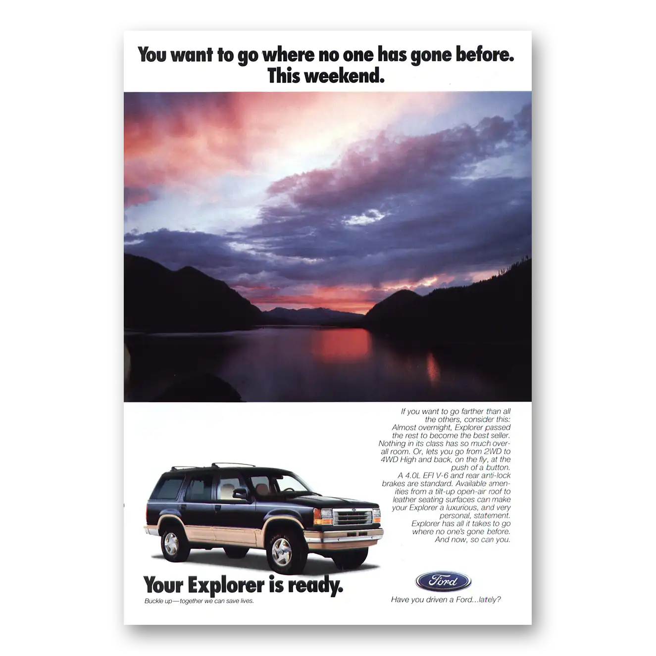 1992 Ford Explorer You Want to Go Where No One Has Gone Before Vintage Magazine Print Ad