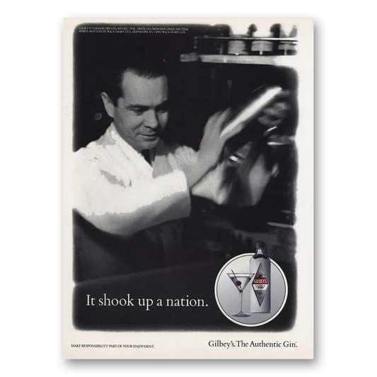 1992 Gilbeys Gin Shook Up a Nation Vintage Magazine Print Ad