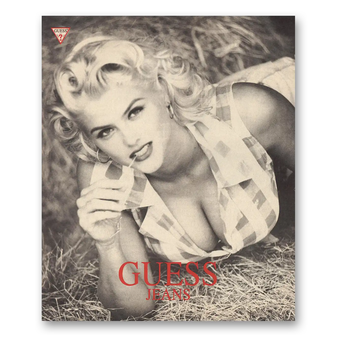 1992 Guess Anna Nicole Smith Vintage Magazine Print Ad