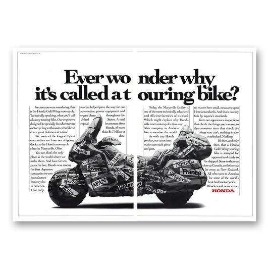 1991 Honda Motorcycle Gold Wing Motorcycle Why Its Called a Touring Bike Vintage Magazine Print Ad