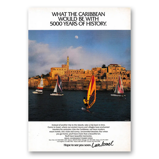 1992 Israel What the Caribbean Would Be With 5000 Years of History Vintage Magazine Print Ad