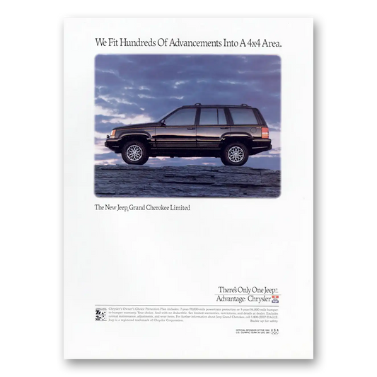 1992 Jeep Grand Cherokee Hundreds of Advancements Vintage Magazine Print Ad