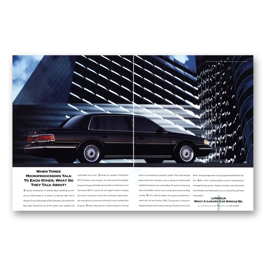 1992 Lincoln Continental When Three Microprocessors Talk Vintage Magazine Print Ad