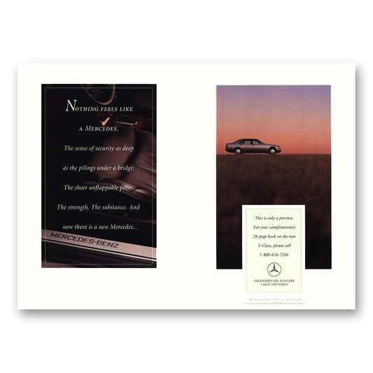 1992 Mercedes Benz Nothing Feels Like a Mercedes Vintage Magazine Print Ad