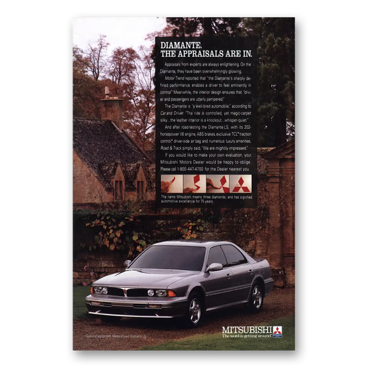 1992 Mitsubishi Diamante Appraisals Are In Vintage Magazine Print Ad