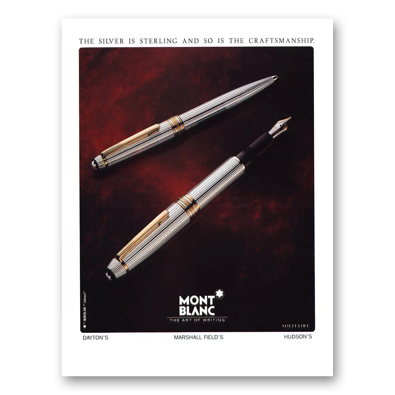 1992 Montblanc Pens Silver Is Sterling Vintage Magazine Print Ad