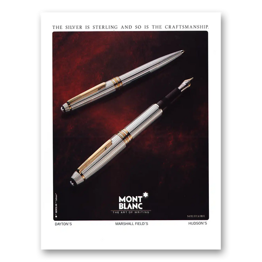 1992 Montblanc Pens Silver Is Sterling Vintage Magazine Print Ad