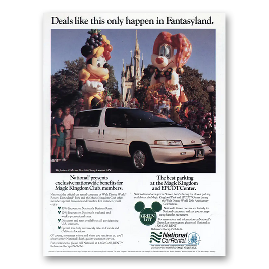 1992 National Car Rental Only Happen In Fantasyland Vintage Magazine Print Ad