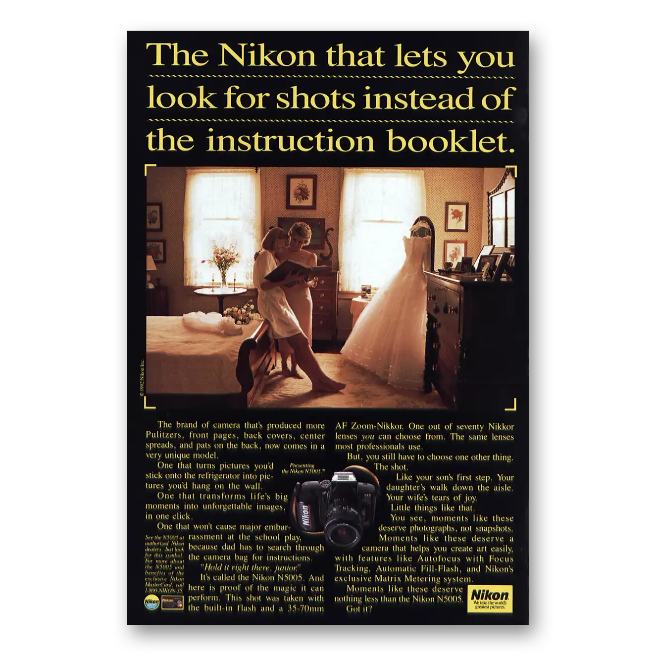 1992 Nikon Camera Look for Shots Vintage Magazine Print Ad