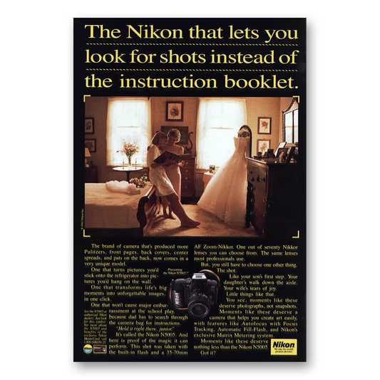 1992 Nikon Camera Look for Shots Vintage Magazine Print Ad