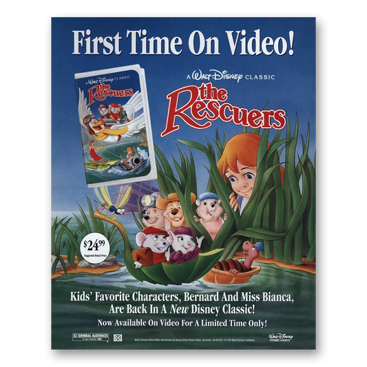 1992 The Rescuers Promo Walt Disney Classic Vintage Magazine Print Ad