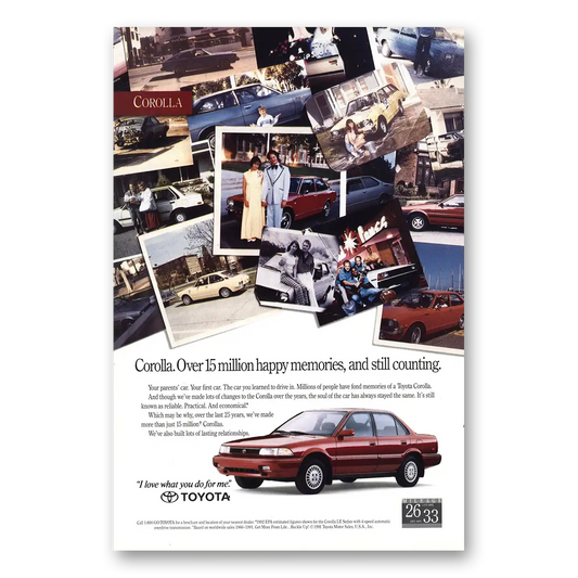 1992 Toyota Corolla Happy Memories Vintage Magazine Print Ad