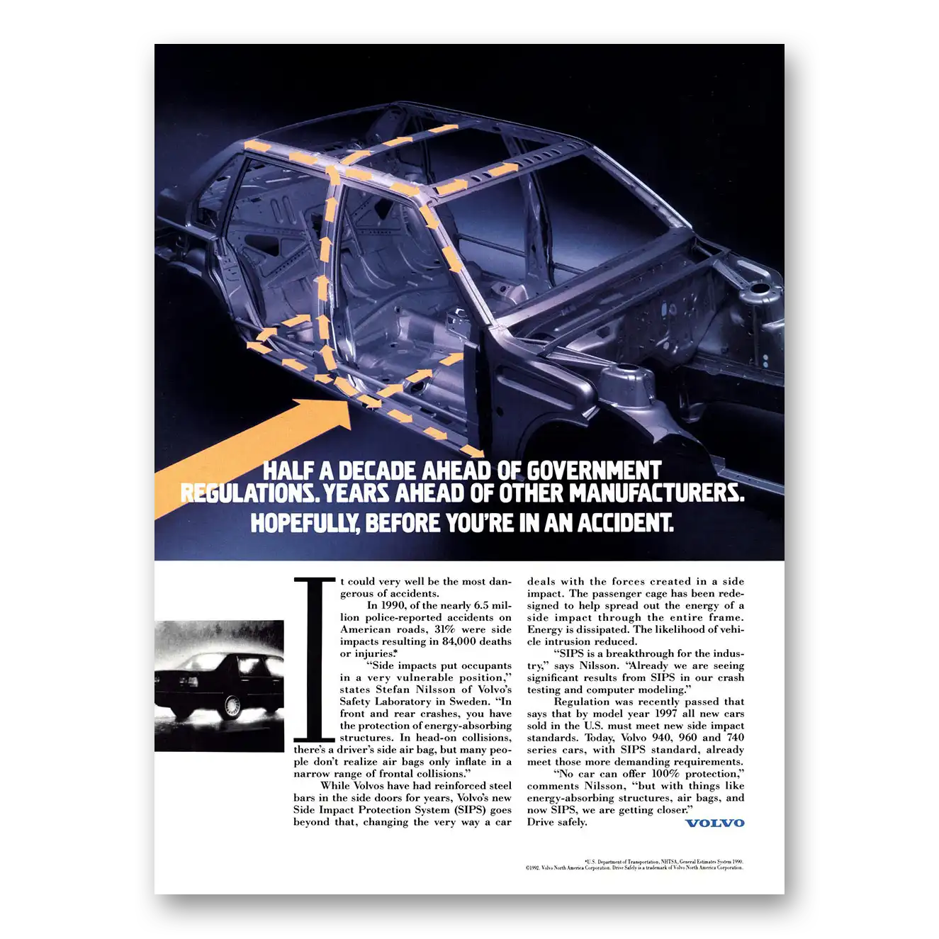 1992 Volvo Half A Decade Ahead of Government Vintage Magazine Print Ad