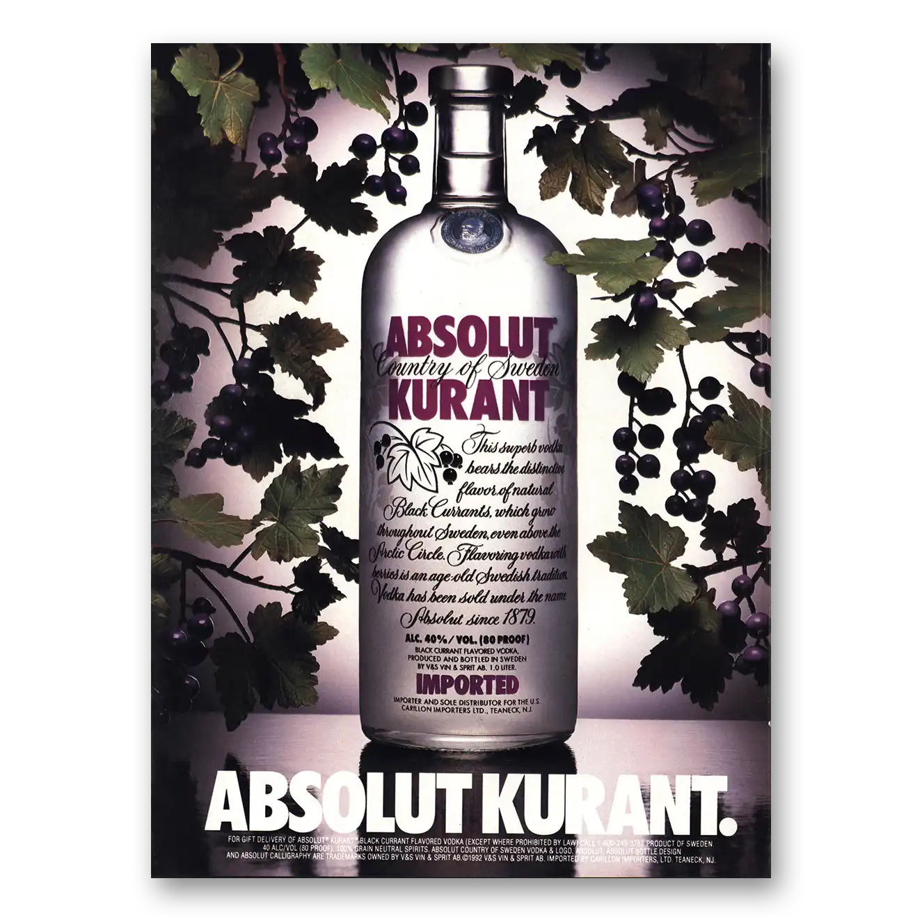 1993 Absolut Vodka Absolut Kurant Vintage Magazine Print Ad