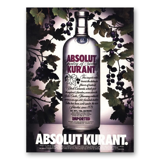 1993 Absolut Vodka Absolut Kurant Vintage Magazine Print Ad