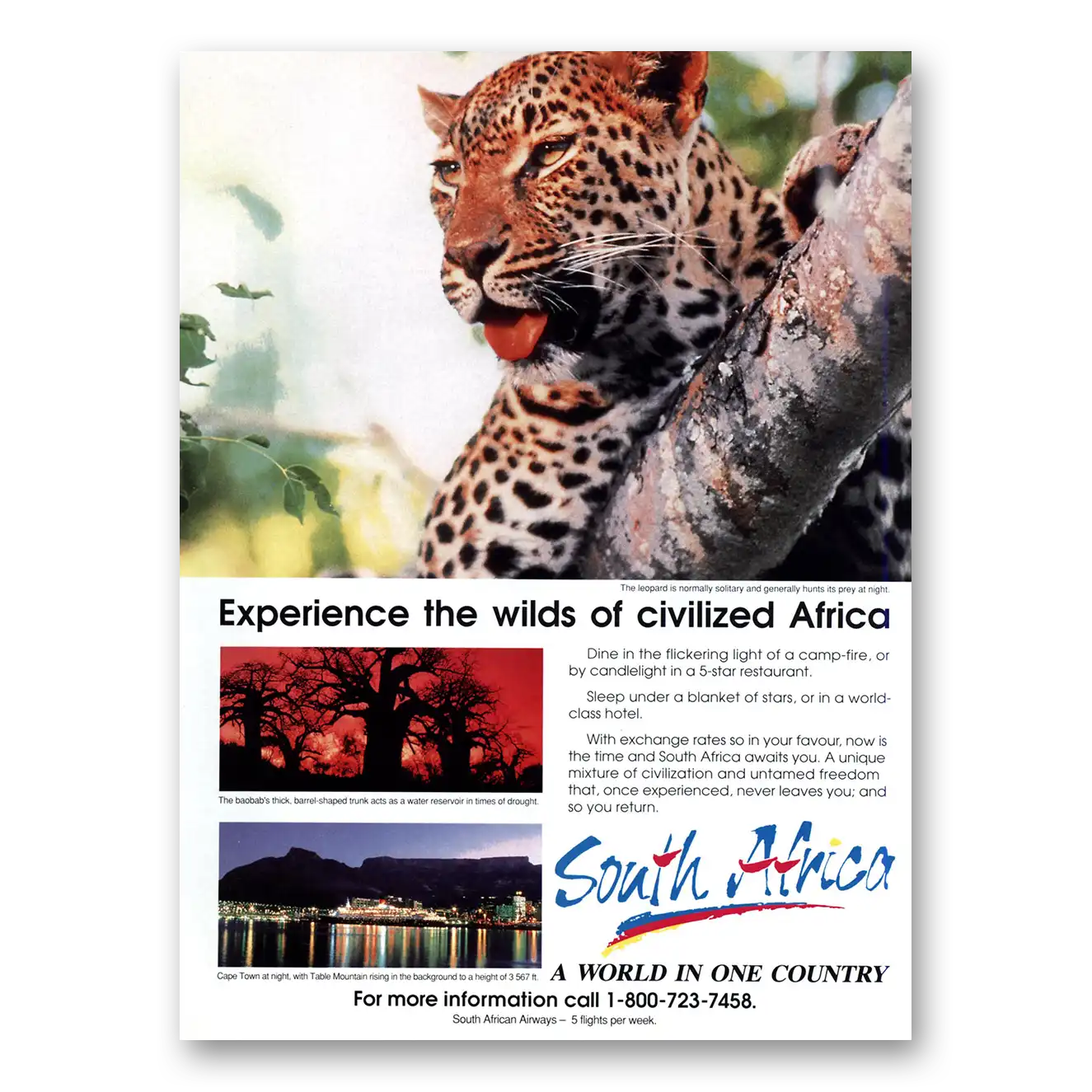 1993 South Africa Experience Wilds Civilized Africa Vintage Magazine Print Ad