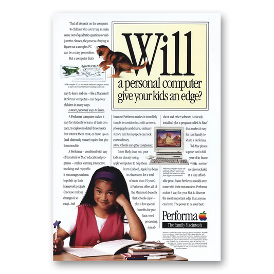 1993 Apple Macintosh Performa Computer Will a Personal Computer Give Your Kids an Edge Vintage Magazine Print Ad