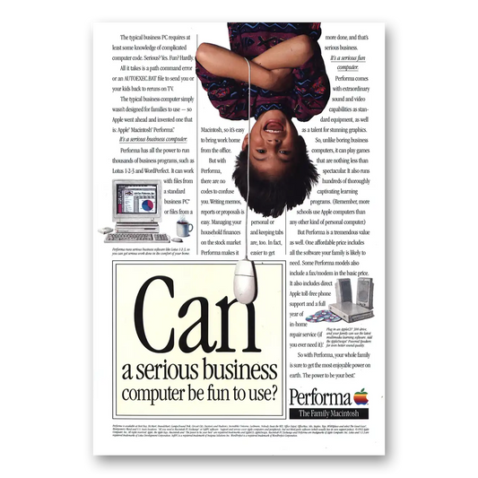 1993 Apple Performa Computer Can a Serious Business Computer Be Fun to Use Vintage Magazine Print Ad