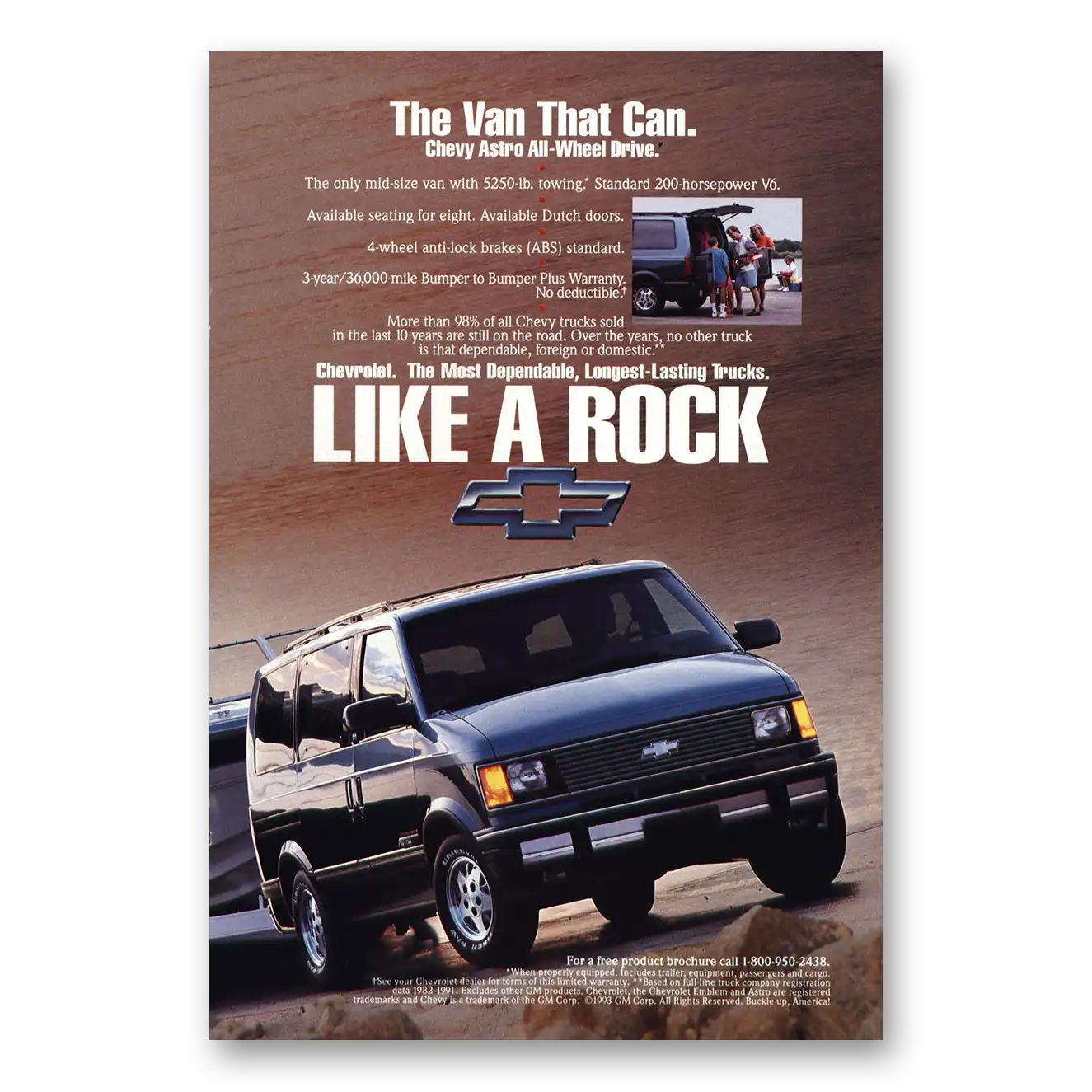 1993 Chevrolet Astro Van The Van That Can Vintage Magazine Print Ad