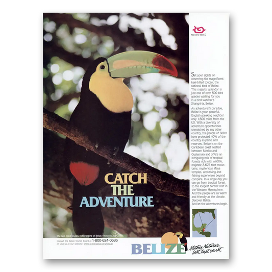 1993 Belize Catch the Adventure Vintage Magazine Print Ad