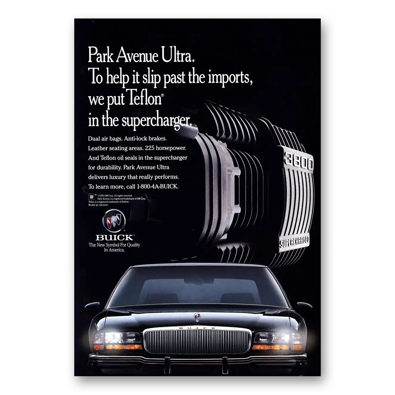 1993 Buick Park Avenue Ultra Teflon in the Supercharger Vintage Magazine Print Ad