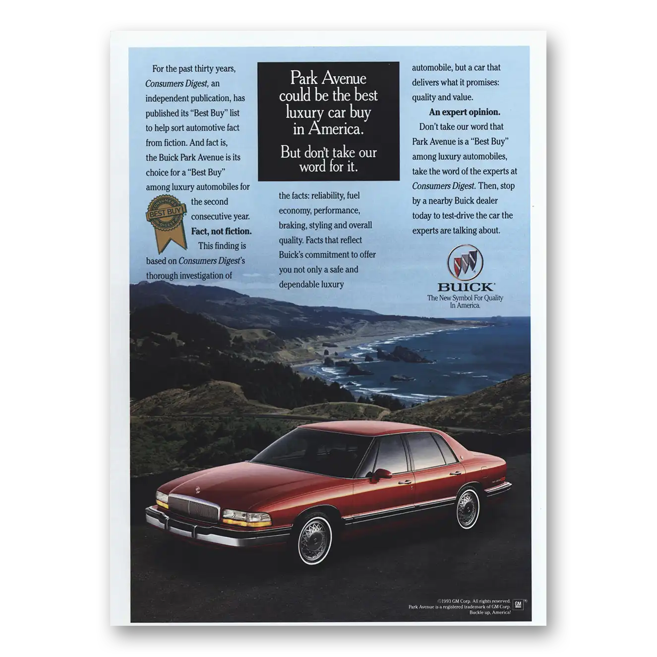 1993 Buick Park Avenue Could Be the Best Luxury Car Vintage Magazine Print Ad