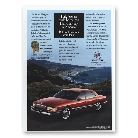 1993 Buick Park Avenue Could Be the Best Luxury Car Vintage Magazine Print Ad