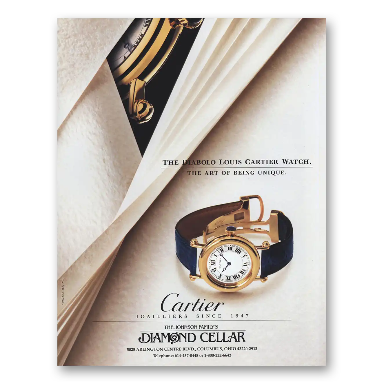 1993 Diabolo Louis Cartier Watch Diabolo Louis Cartier Watch Art of Being Unique Vintage Magazine Print Ad