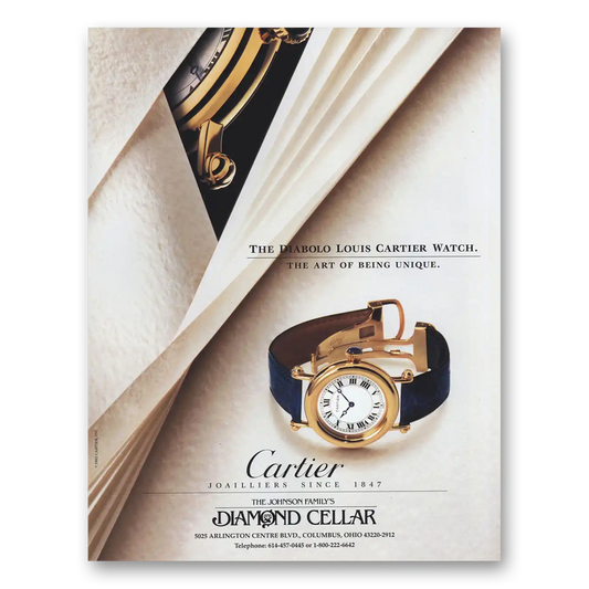 1993 Diabolo Louis Cartier Watch Diabolo Louis Cartier Watch Art of Being Unique Vintage Magazine Print Ad