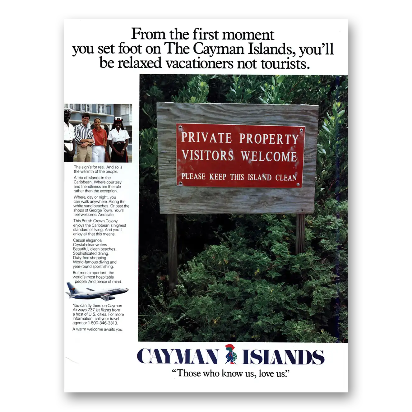 1993 Cayman Islands Relaxed Vacationers Not Tourists Vintage Magazine Print Ad