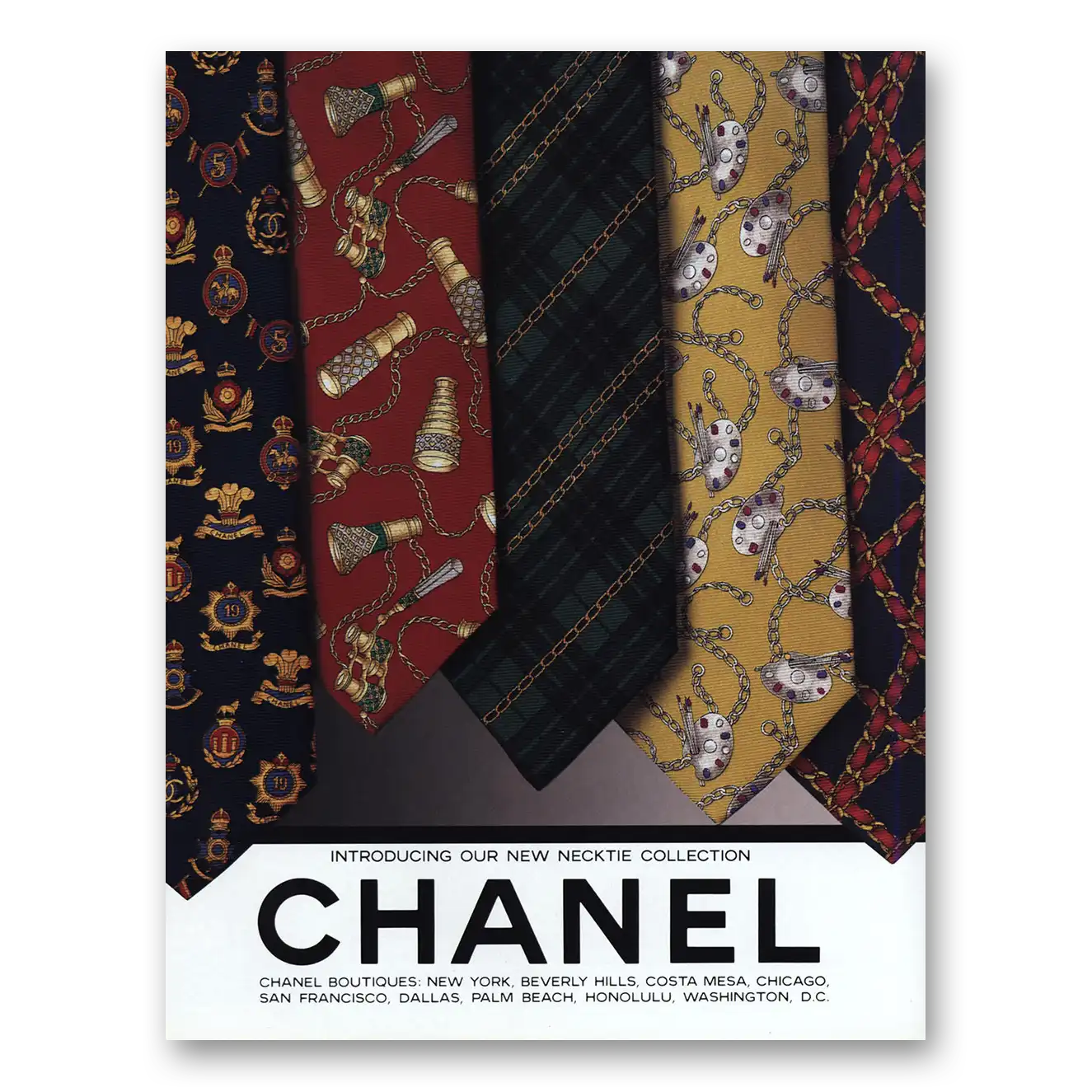 1993 Chanel Fashion New Necktie Collection Vintage Magazine Print Ad