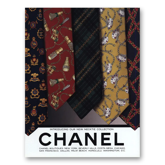 1993 Chanel Fashion New Necktie Collection Vintage Magazine Print Ad