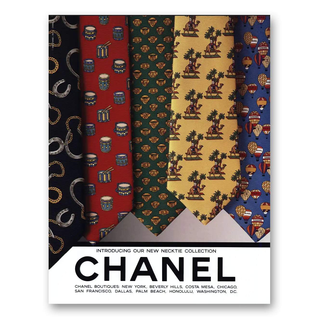 1993 Chanel Fashion New Necktie Collection Vintage Magazine Print Ad