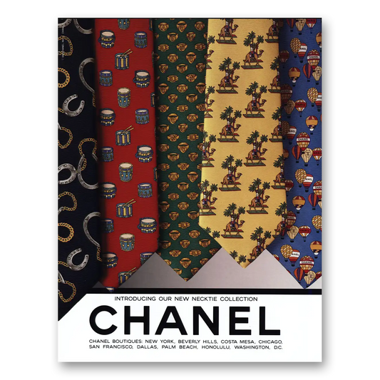 1993 Chanel Fashion New Necktie Collection Vintage Magazine Print Ad