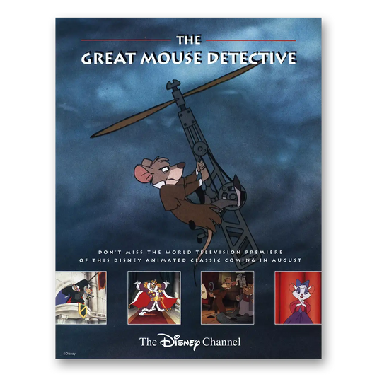 1993 Disney Channel Great Mouse Detective Vintage Magazine Print Ad