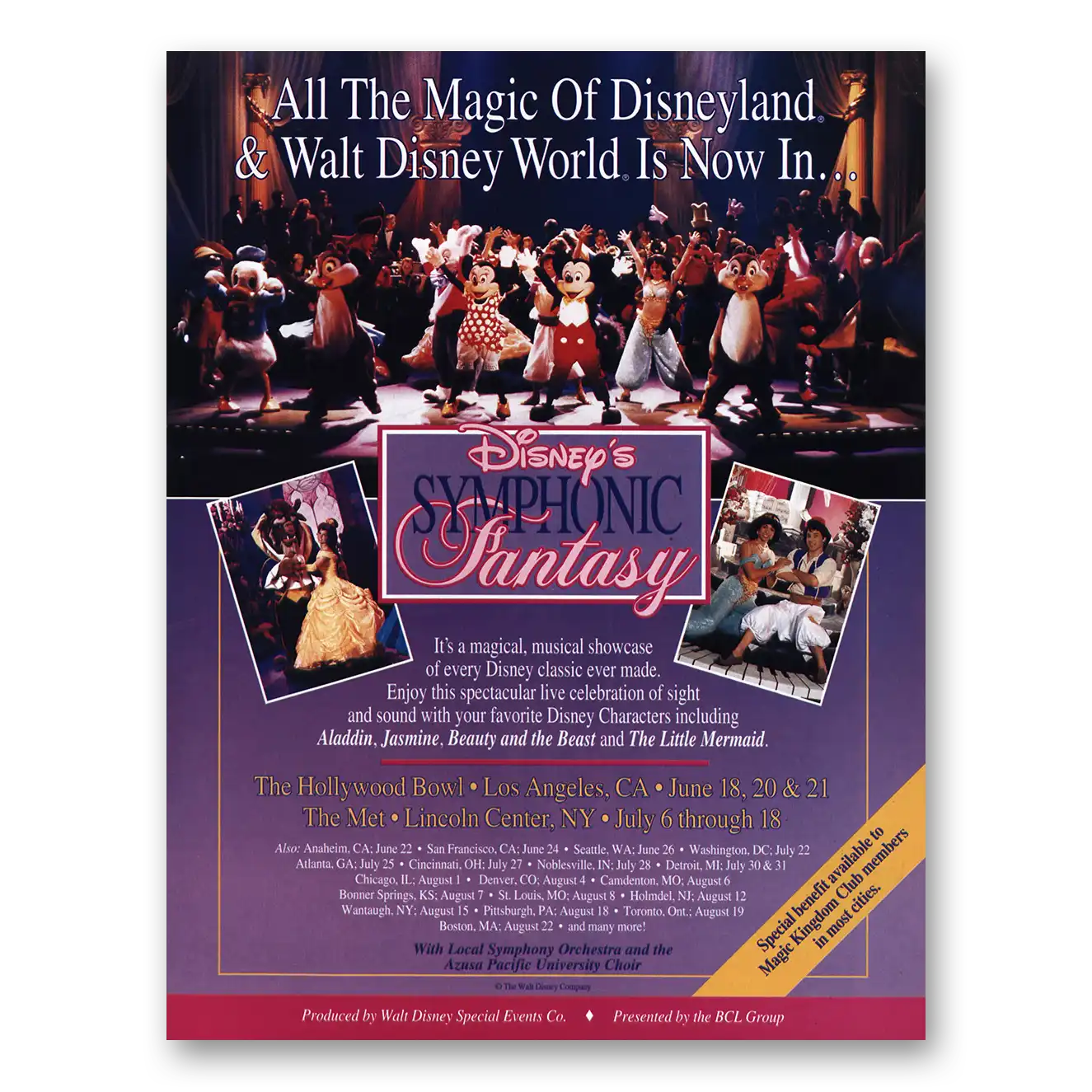 1993 Walt Disney Disneys Symphonic Fantasy Promo Vintage Magazine Print Ad