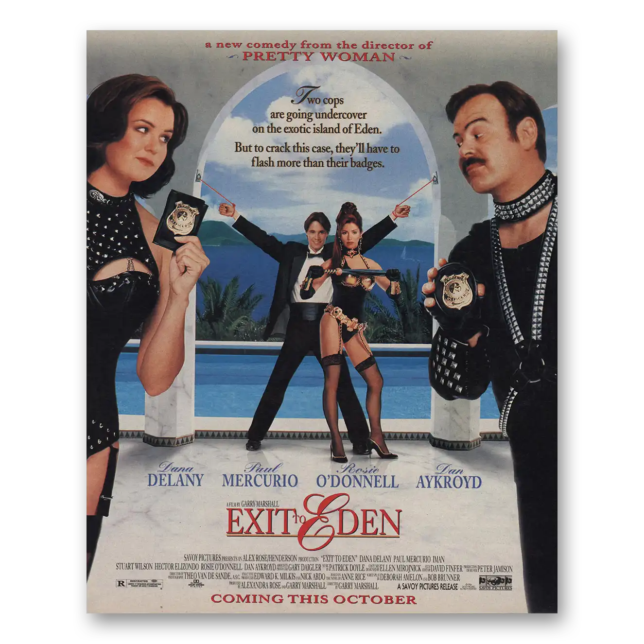 1993 Exit to Eden Movie Promo Rosie ODonnell and Dan Aykroyd Vintage Magazine Print Ad