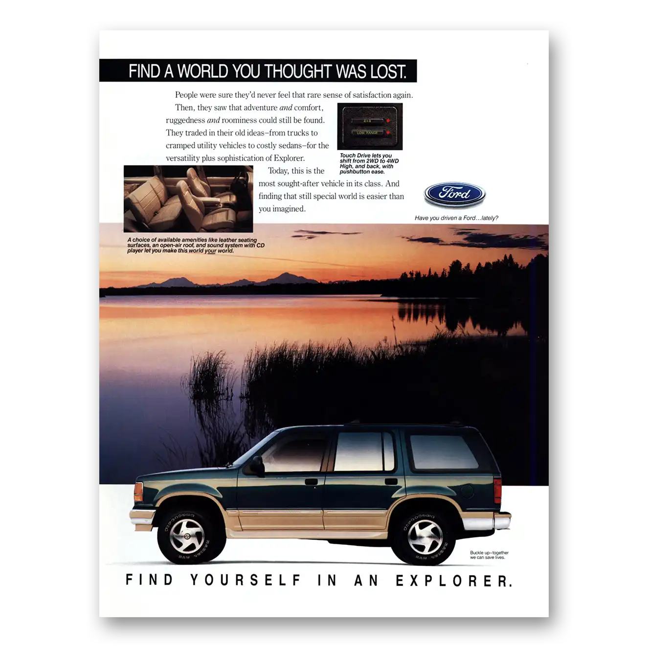 1993 Ford Explorer World You Thought Was Lost Vintage Magazine Print Ad