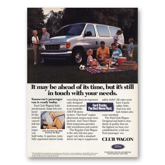 1993 Ford Club Wagon May Be Ahead of Its Time Vintage Magazine Print Ad