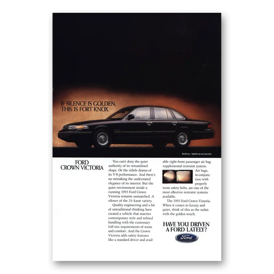 1993 Ford Crown Victoria Silence Is Golden Vintage Magazine Print Ad