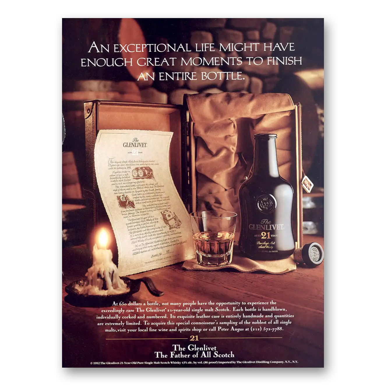 1993 Glenlivet Exceptional Life Vintage Magazine Print Ad