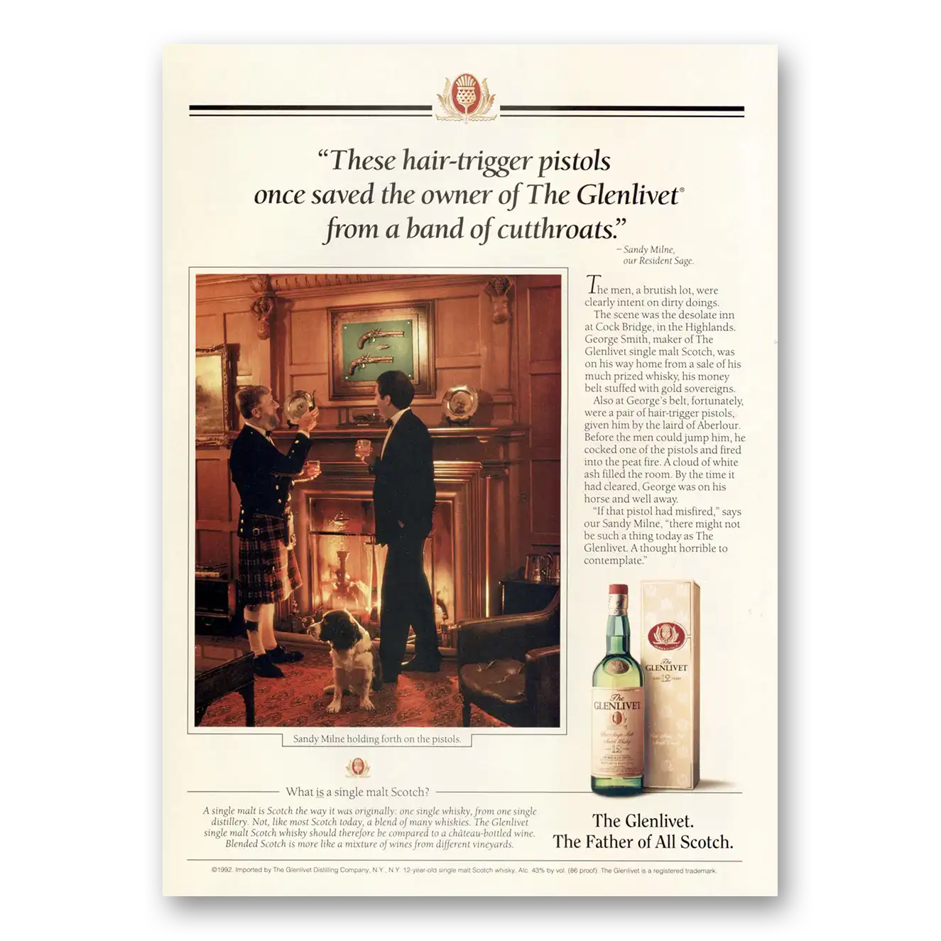 1993 Glenlivet Hair Trigger Pistols Vintage Magazine Print Ad